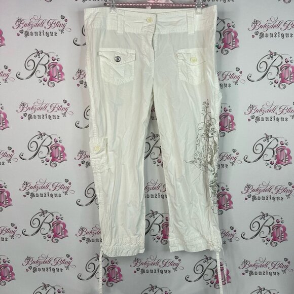 Armor jeans capri white cargo tattoo style design on leg silver White Design - Picture 1 of 11
